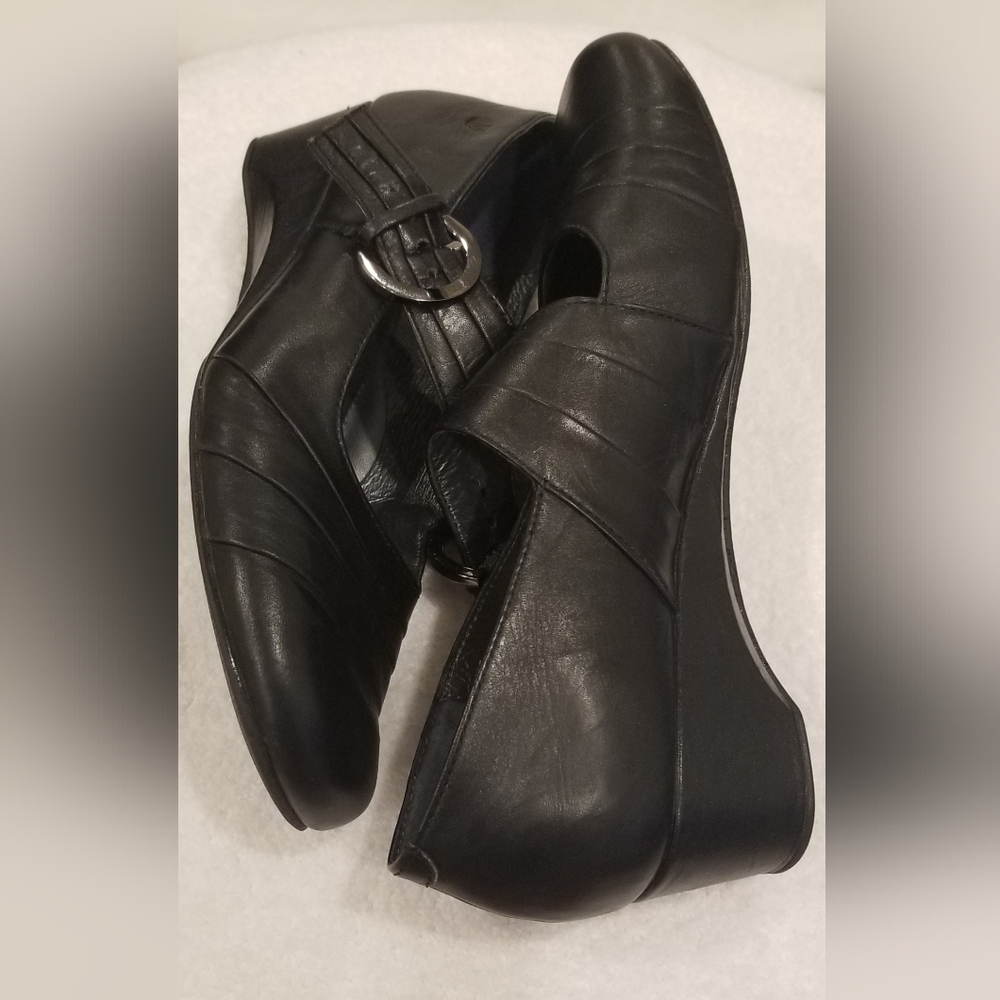 Josef Seibel Black Leather Mary Jane's With Strap&Buckle. European Comfort Shoes - Picture 3 of 6